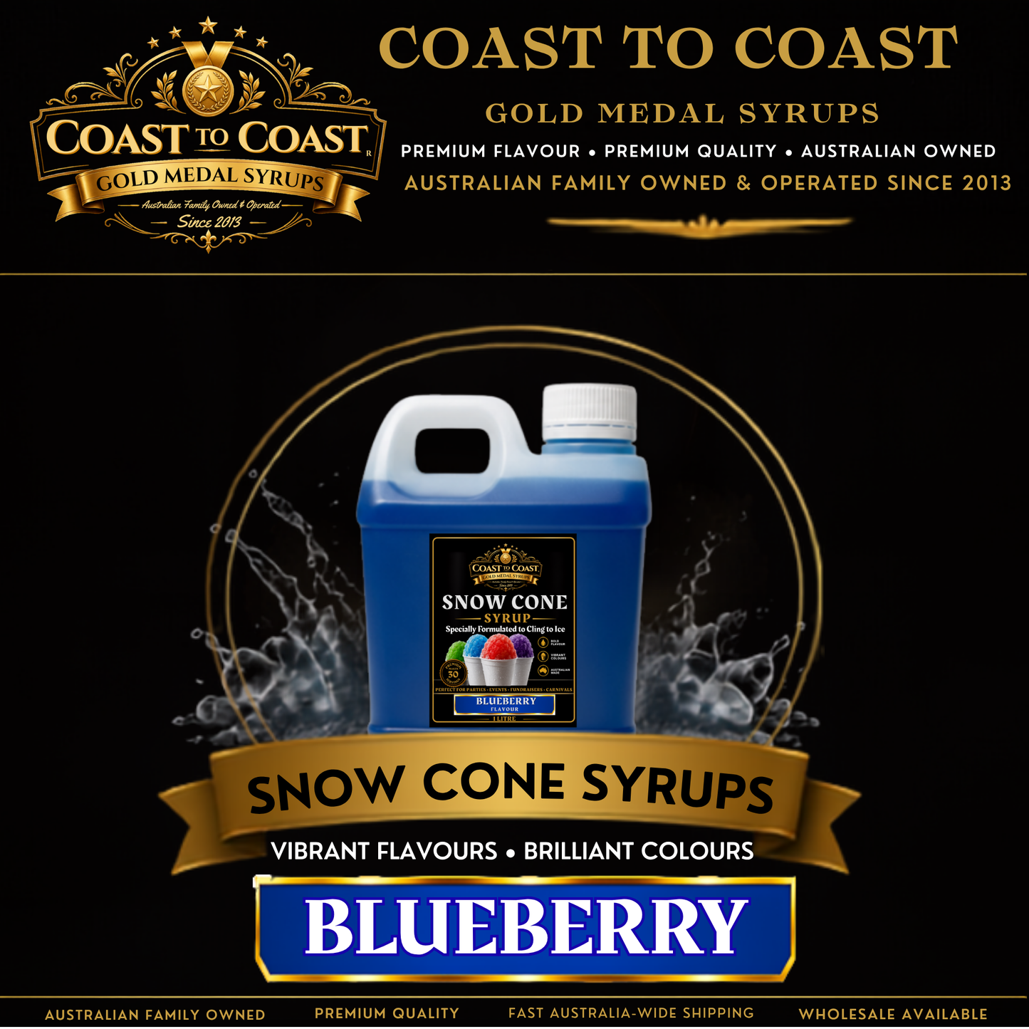 Blueberry Snow Cone Syrups 1ltr - Coast to Coast Gold Medal Syrups®