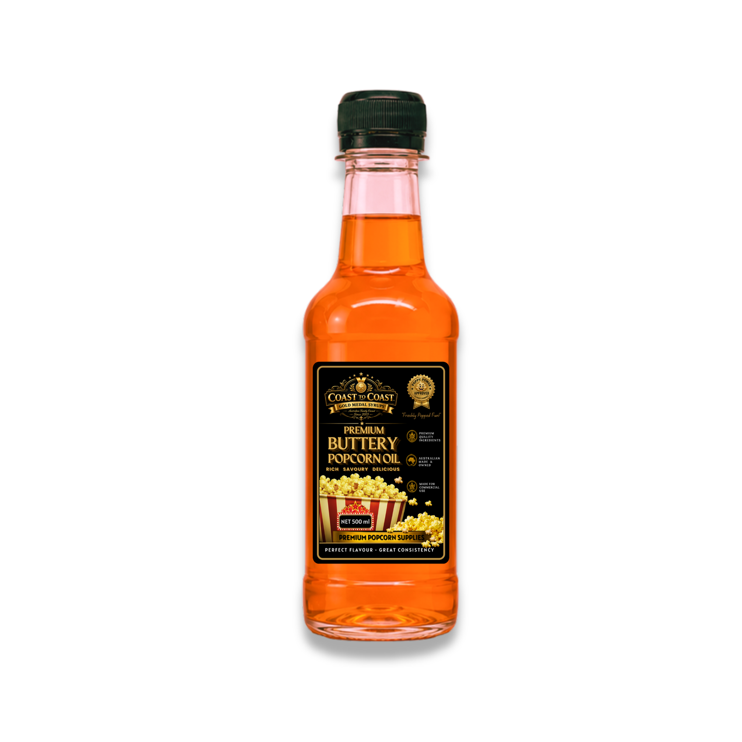 Premium Buttery Popcorn Oil 500ml - Coast to Coast Gold Medal Syrups®