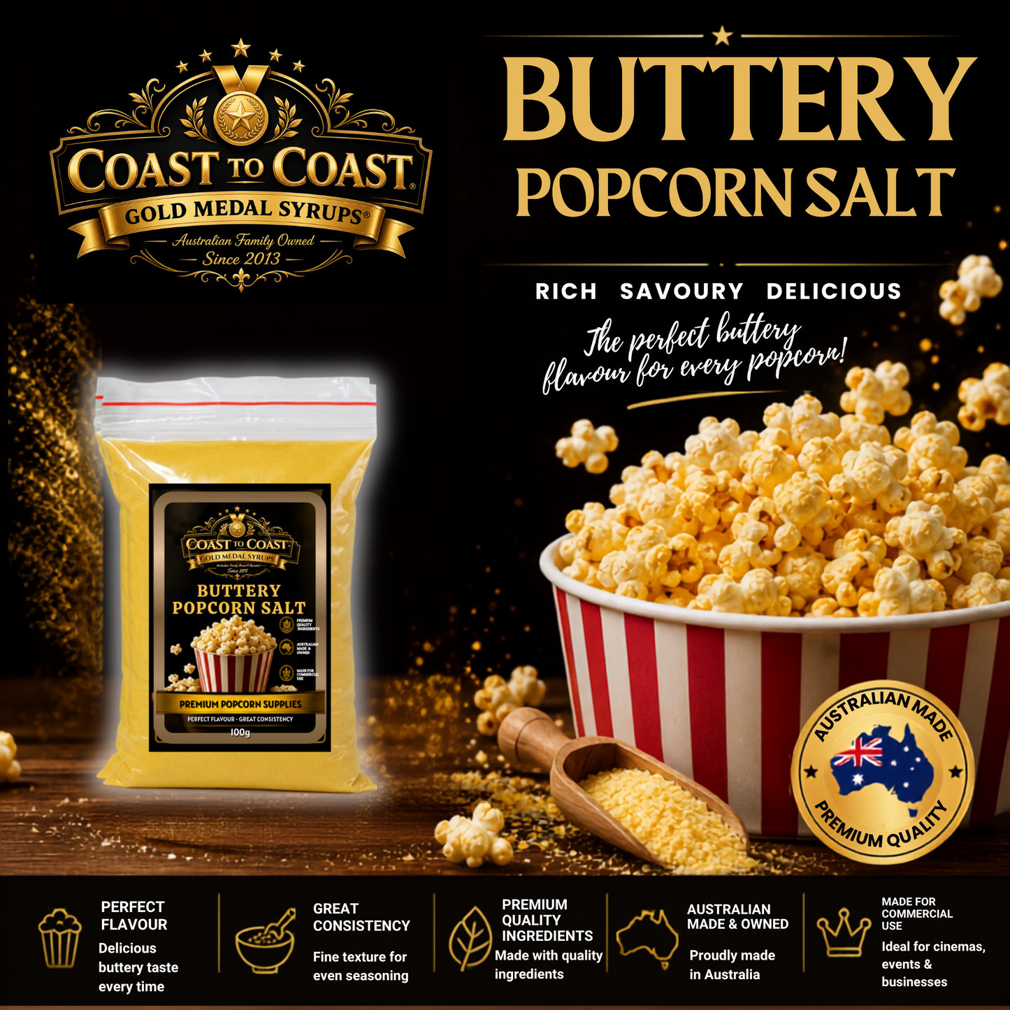 🧂 Buttery Popcorn Salt 100g - Coast to Coast Gold Medal Syrups®