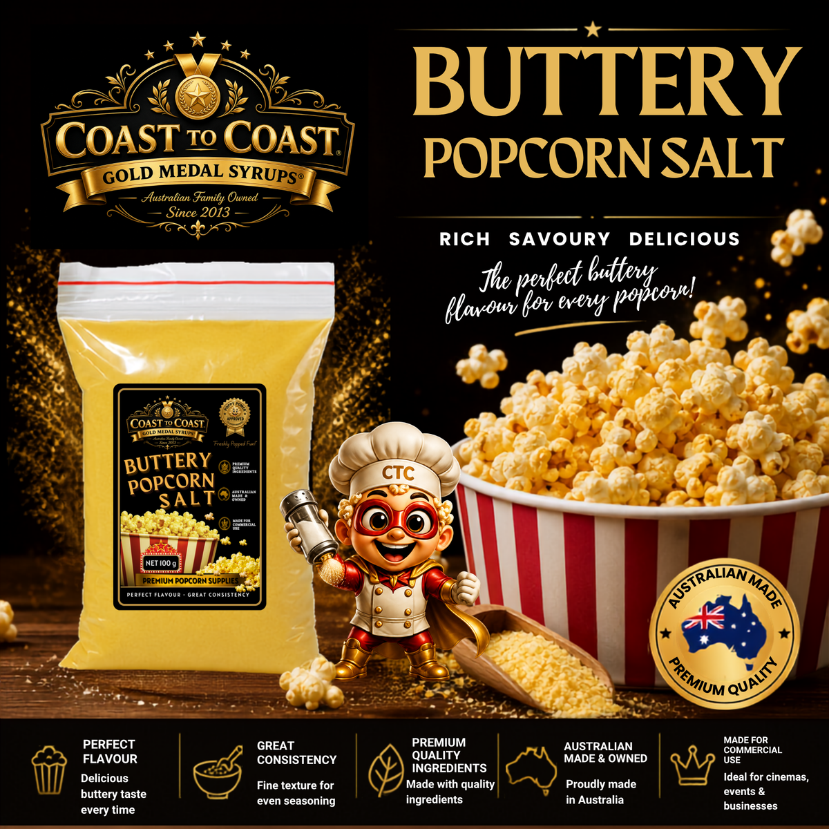 🧂 Buttery Popcorn Salt 100g - Coast to Coast Gold Medal Syrups®