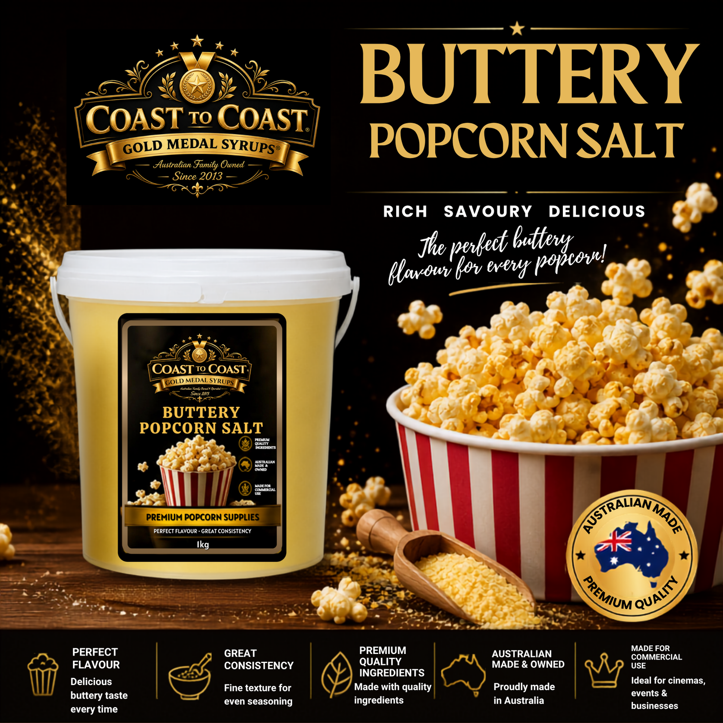 🧂 Buttery Popcorn Salt 1kg - Coast to Coast Gold Medal Syrups®