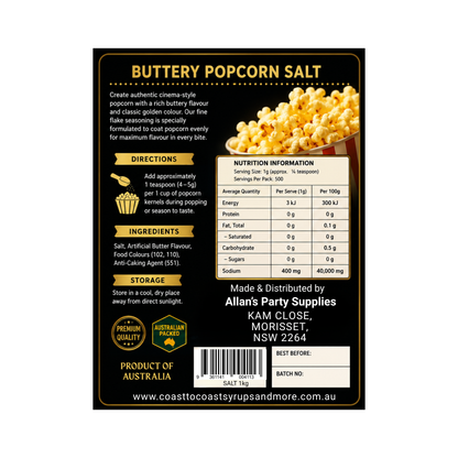 🧂 Buttery Popcorn Salt 1kg - Coast to Coast Gold Medal Syrups®