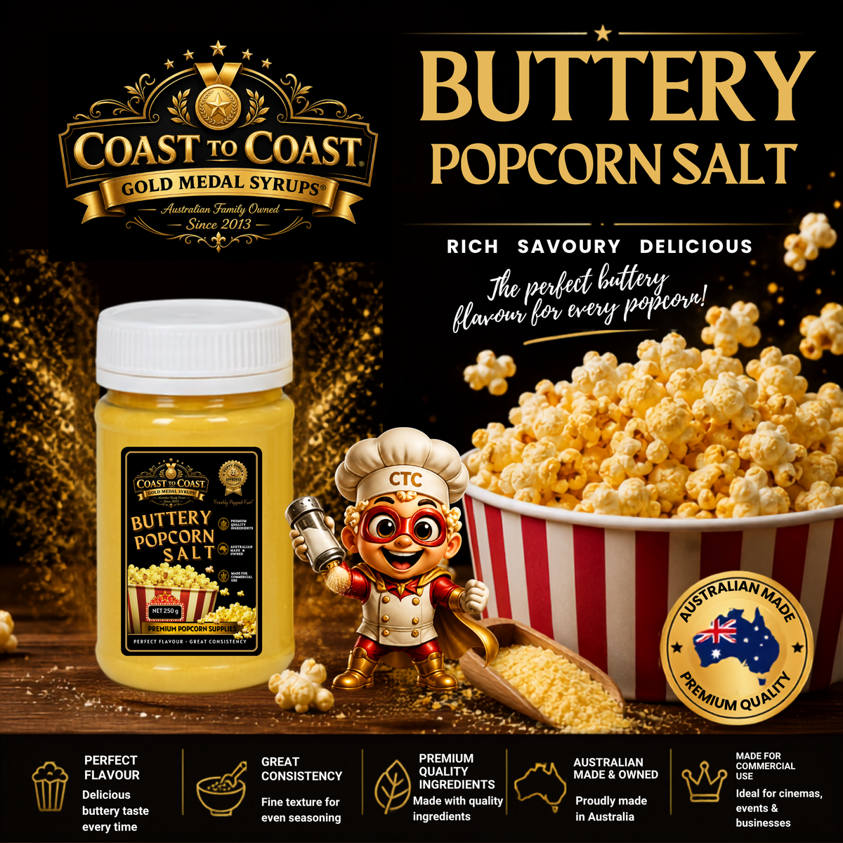 🧂 Buttery Popcorn Salt 250g - Coast to Coast Gold Medal Syrups®
