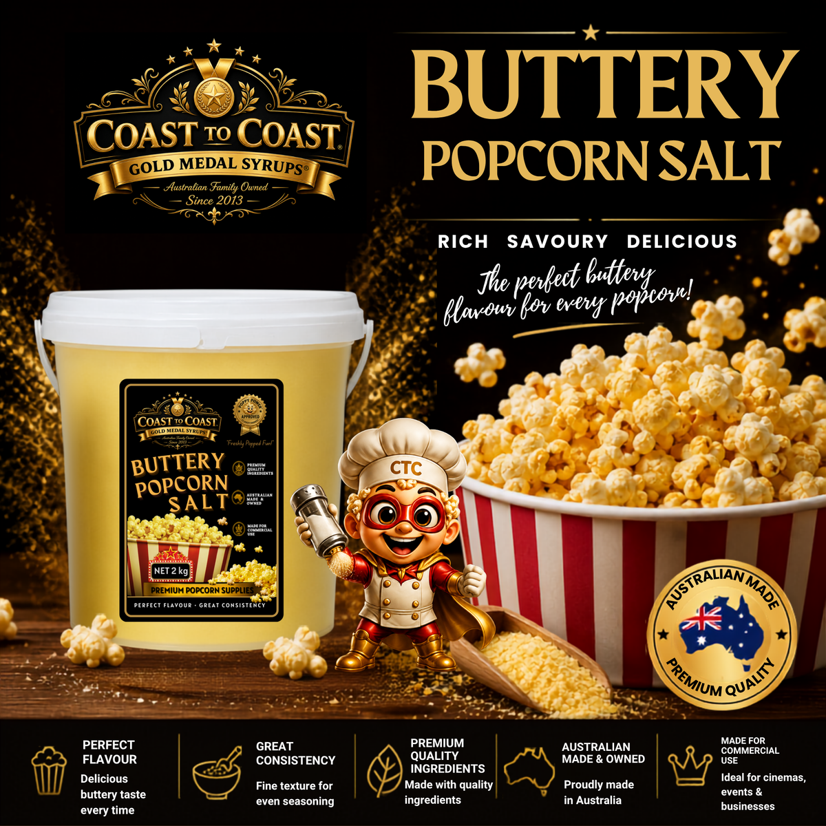 🧂 Buttery Popcorn Salt 2kg - Coast to Coast Gold Medal Syrups®