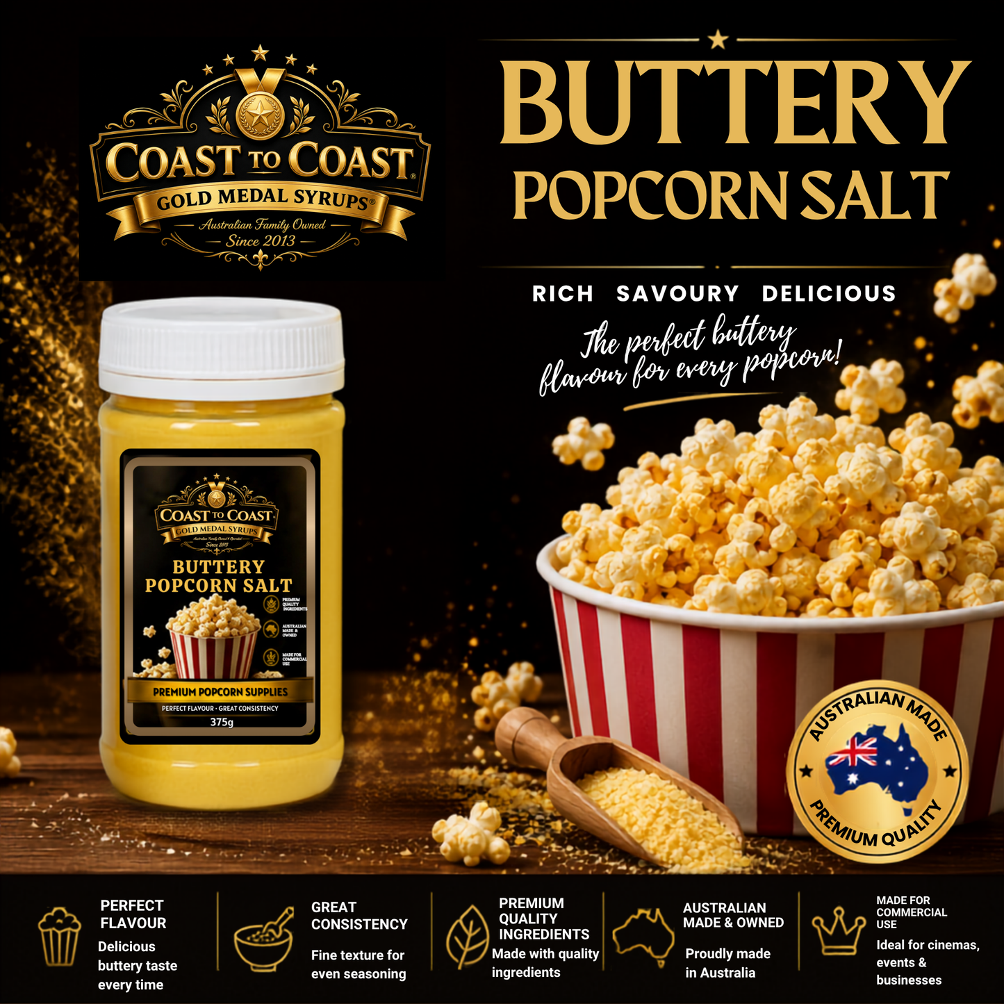 🧂 Buttery Popcorn Salt 375g - Coast to Coast Gold Medal Syrups®