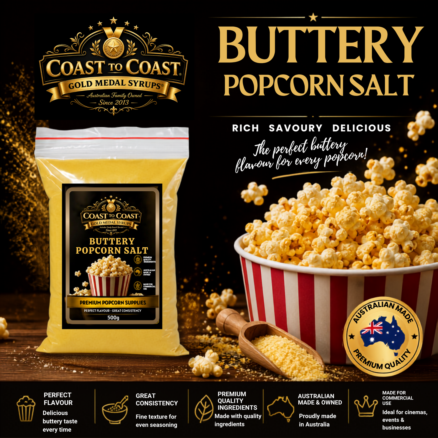 🧂 Buttery Popcorn Salt 500g - Coast to Coast Gold Medal Syrups®