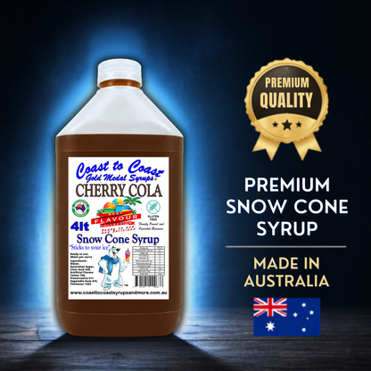 6 Cherry Cola Snow Cone Syrup, 4Ltr, Premium Ice Syrup, Coast to Coast Gold Medal Syrups®