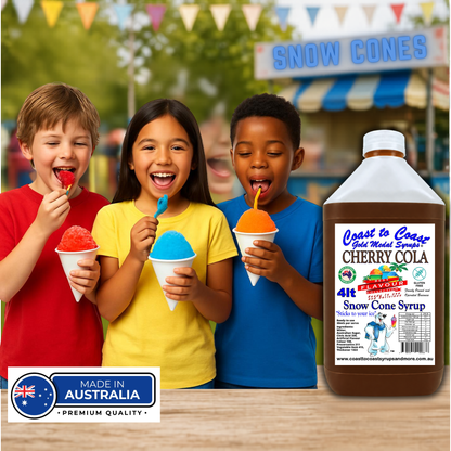 6 Cherry Cola Snow Cone Syrup, 4Ltr, Premium Ice Syrup, Coast to Coast Gold Medal Syrups®