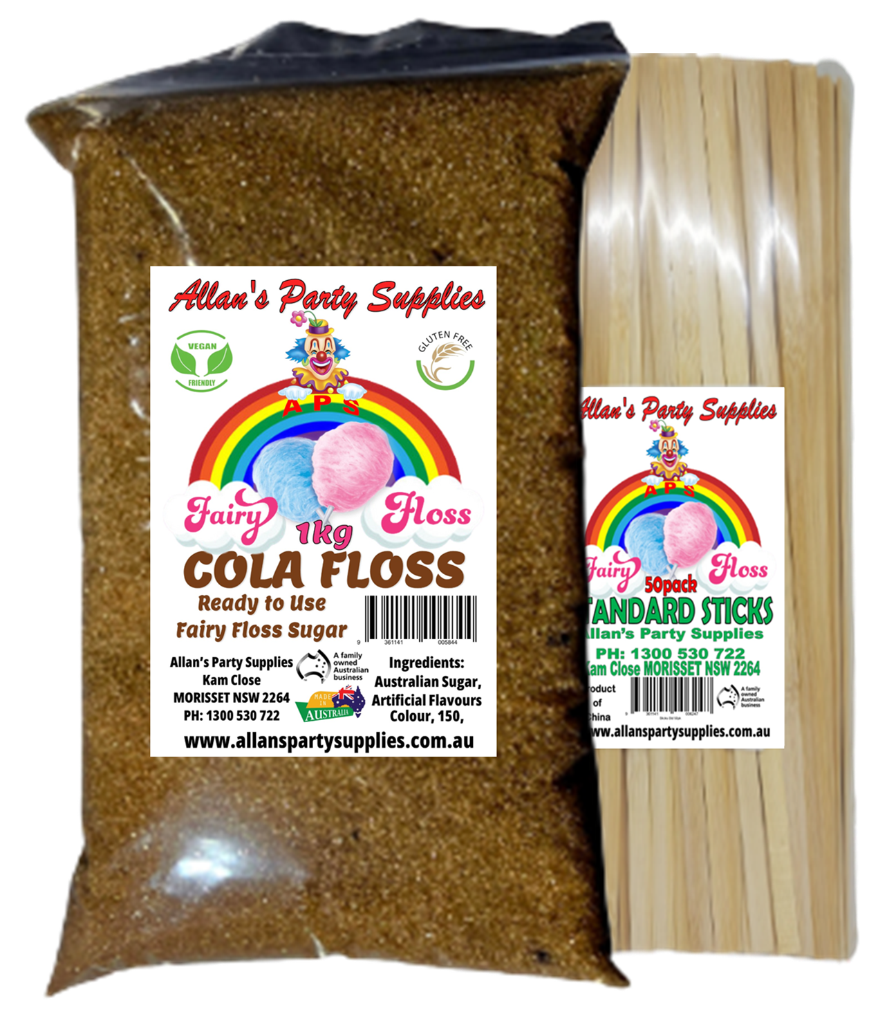 #3 APS, Fairy Floss Sugar & Sticks 50 Serve Kit, Vanilla Pink, With Over 35plus Flavours