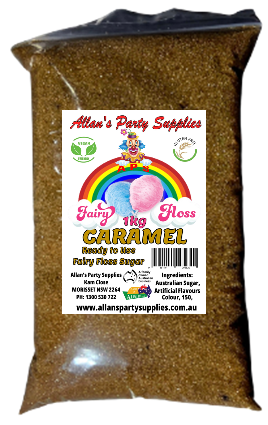 #3 APS, Premium Fairy Floss Sugar, 50 Serves RTU 1kg, Over 35 Plus Flavours