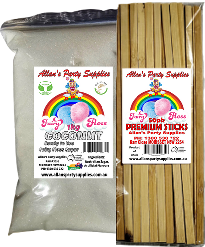 #3 APS, Fairy Floss Sugar & Sticks 50 Serve Kit, Vanilla Pink, With Over 35plus Flavours