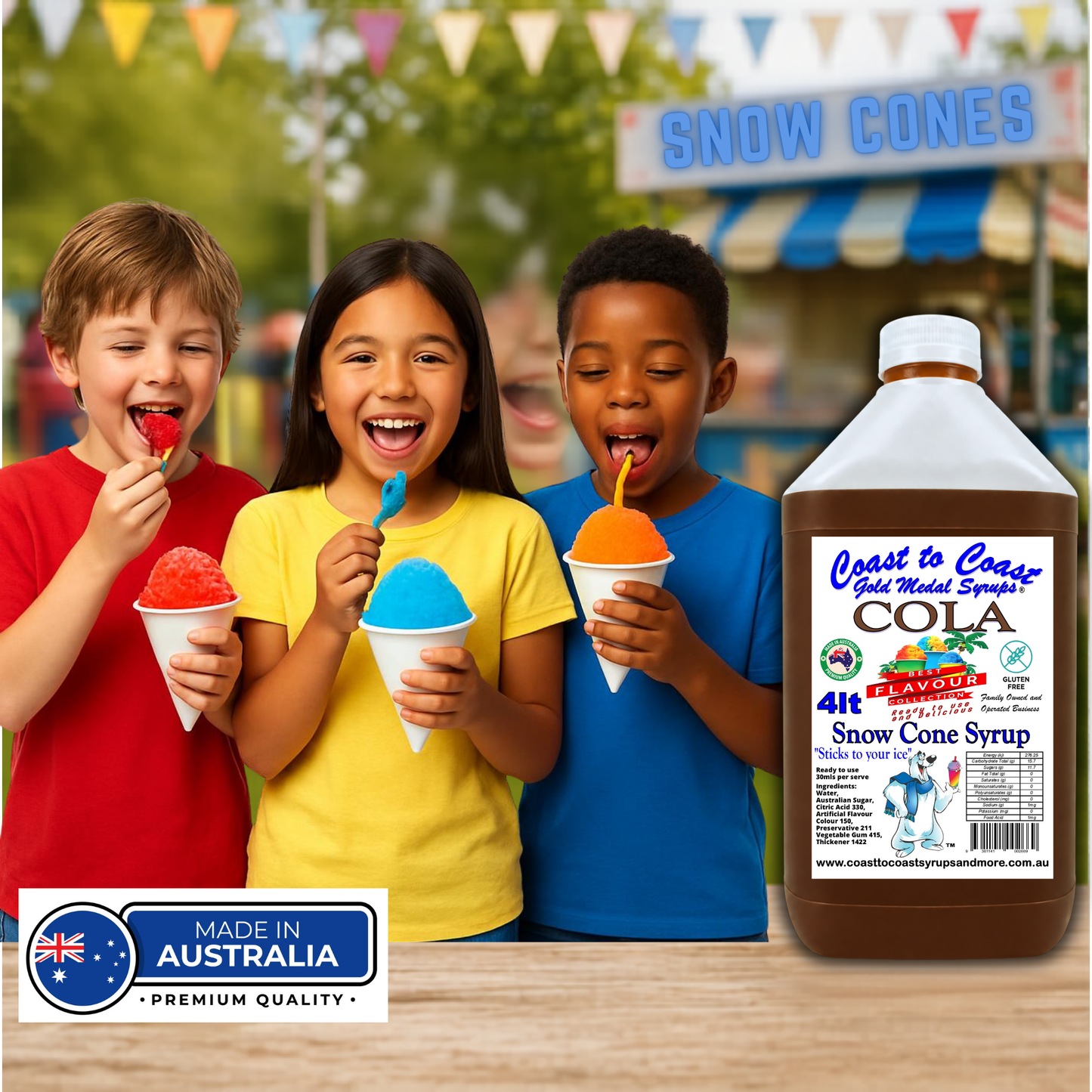 6 Cola Snow Cone Syrup, 4Ltr, Premium Ice Syrup, Coast to Coast Gold Medal Syrups®