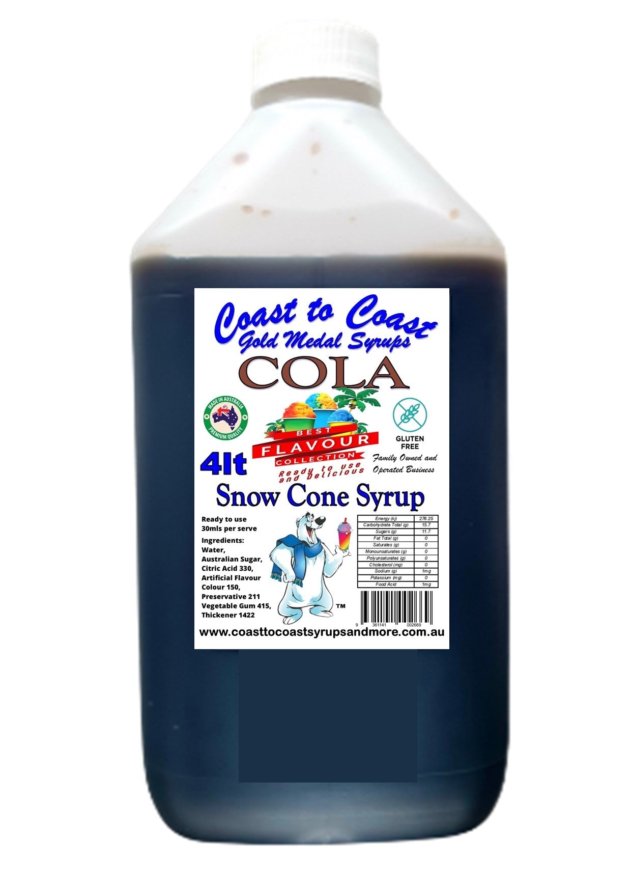 #6 Coast to Coast Gold Medal Syrup®, Premium Snow Cone Syrup 4ltr