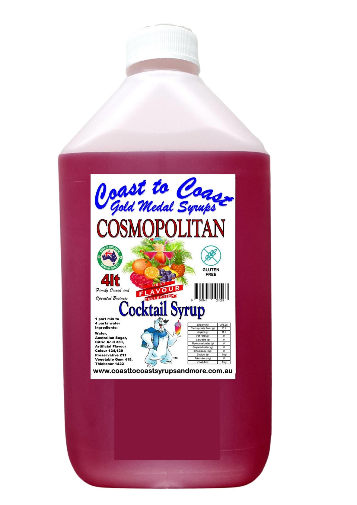 #4 Coast to Coast Gold Medal Syrups®, 4ltr, Premium Cocktail Syrups