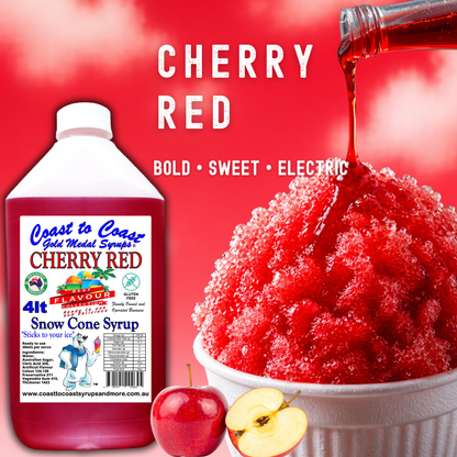 6 Cherry Red Snow Cone Syrup, 4Ltr, Premium Ice Syrup, Coast to Coast Gold Medal Syrups®