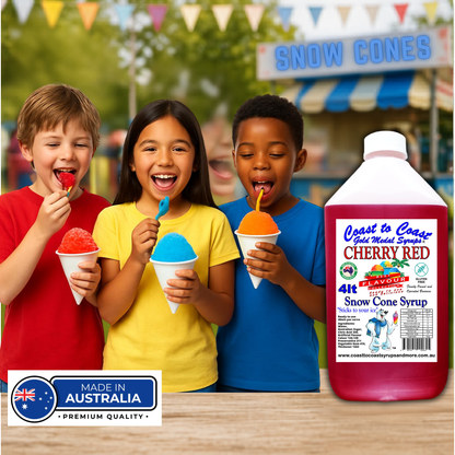 6 Cherry Red Snow Cone Syrup, 4Ltr, Premium Ice Syrup, Coast to Coast Gold Medal Syrups®