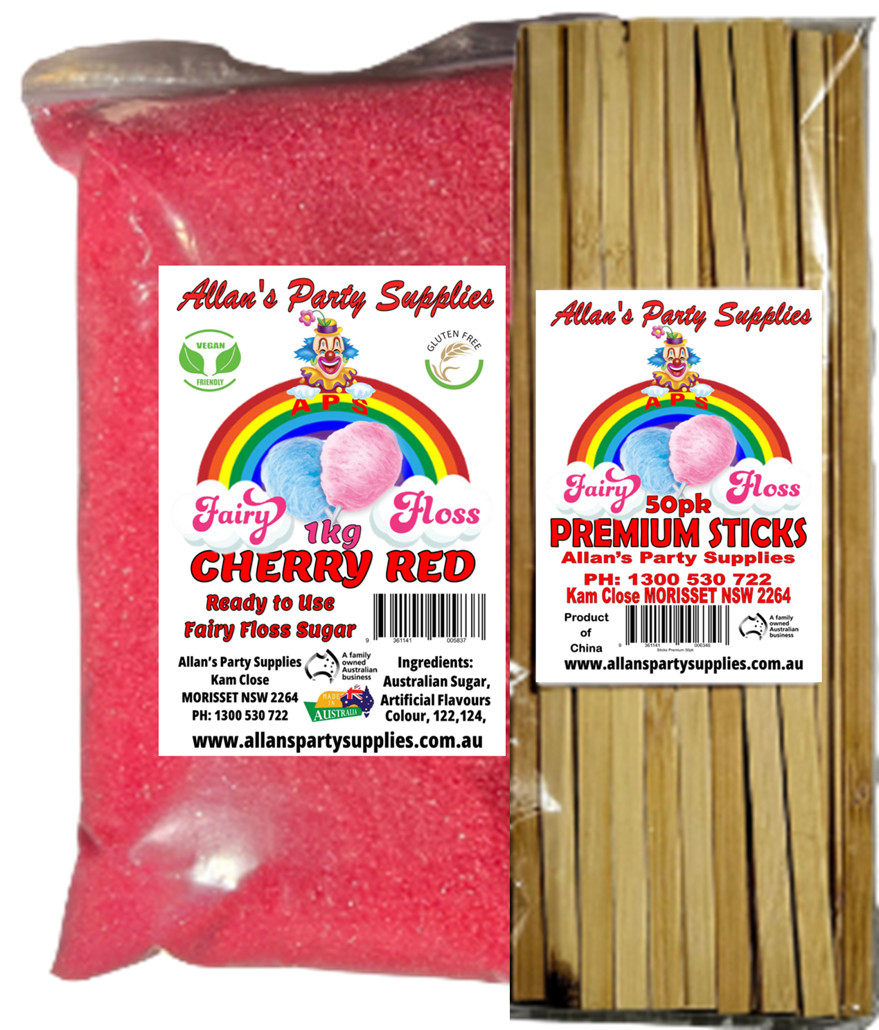 #3 APS, Fairy Floss Sugar & Sticks 50 Serve Kit, Vanilla Pink, With Over 35plus Flavours
