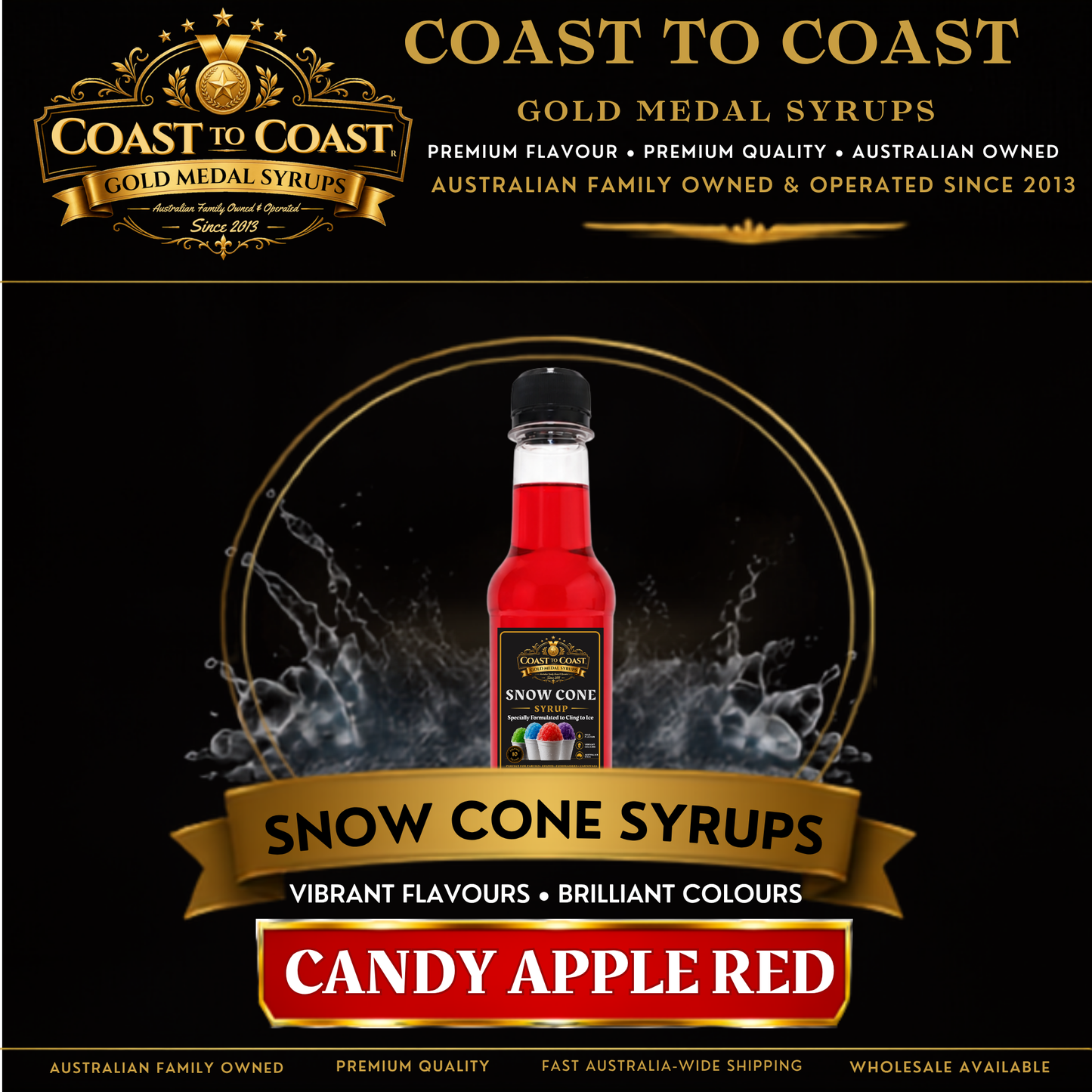 Candy Apple Red Snow Cone Syrups 250ml - Coast to Coast Gold Medal Syrups®