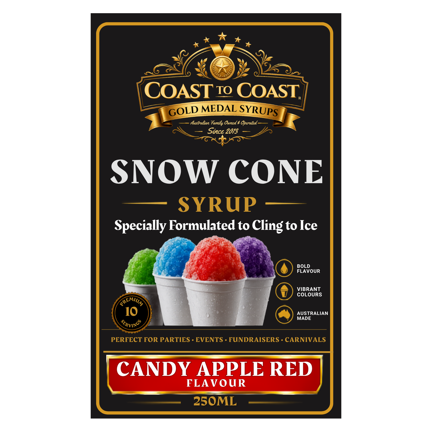 Candy Apple Red Snow Cone Syrups 250ml - Coast to Coast Gold Medal Syrups®