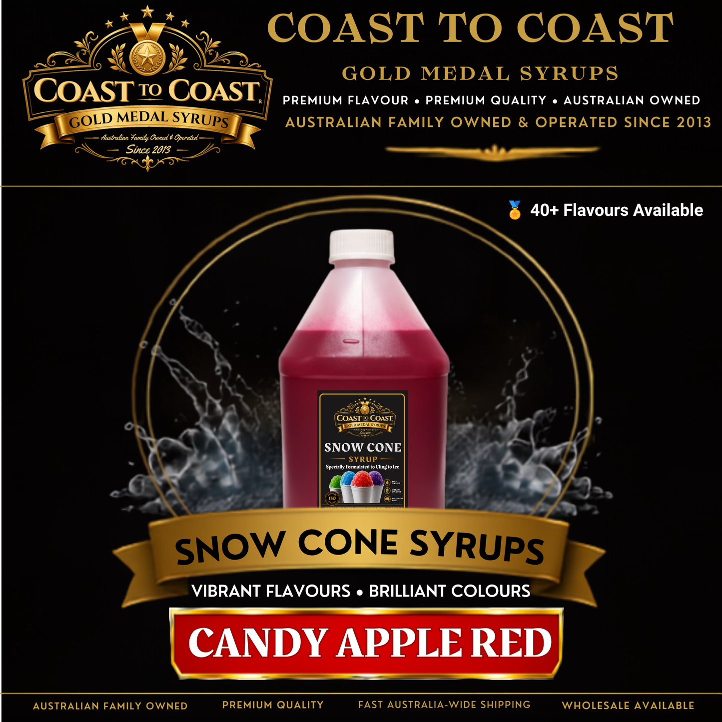 Candy Apple Red Snow Cone Syrups 4ltr - Coast to Coast Gold Medal Syrups®