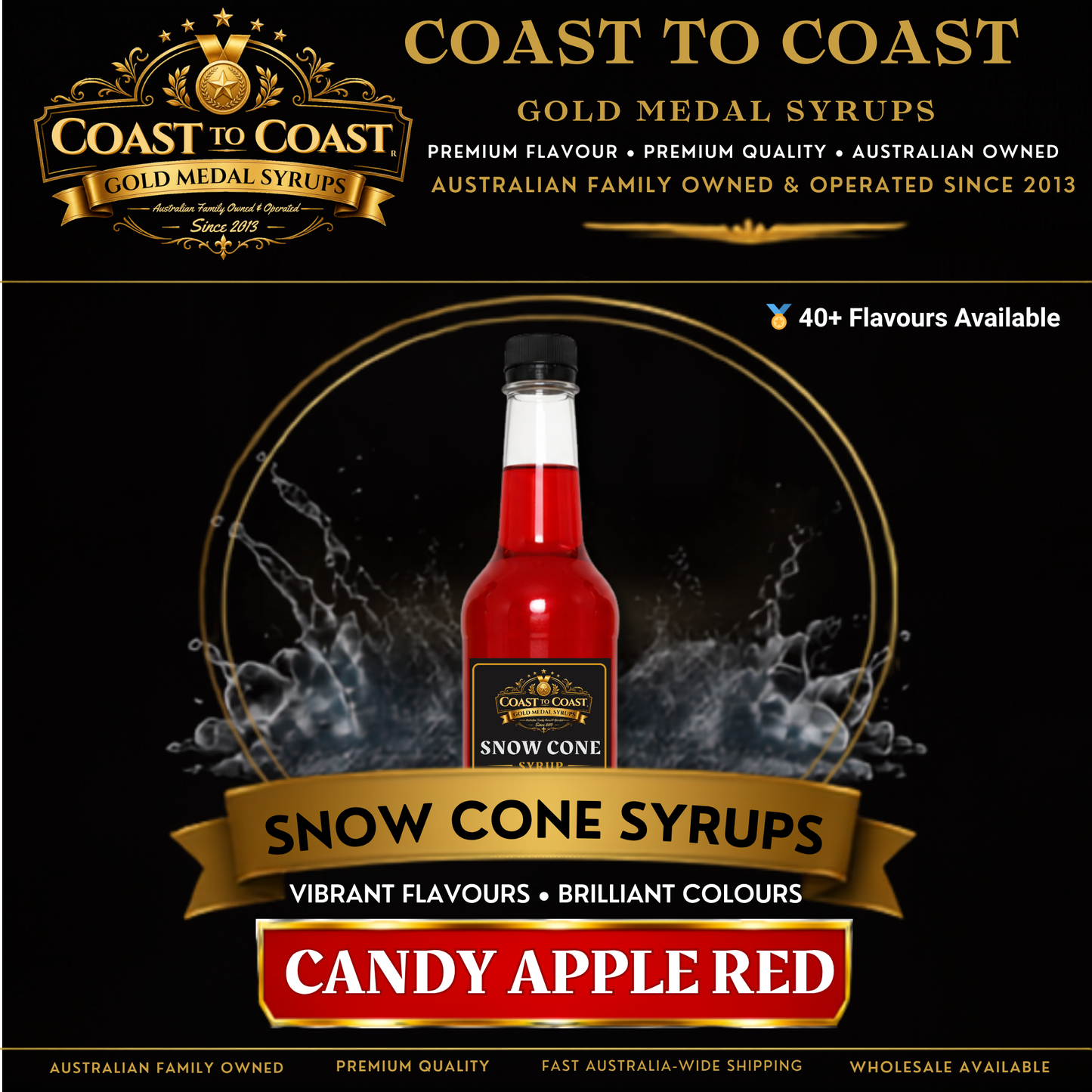 Candy Apple Red Snow Cone Syrups 750ml - Coast to Coast Gold Medal Syrups®