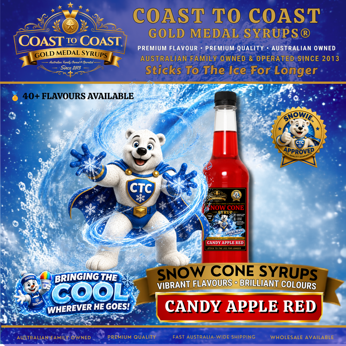 Candy Apple Red Snow Cone Syrups 750ml - Coast to Coast Gold Medal Syrups®