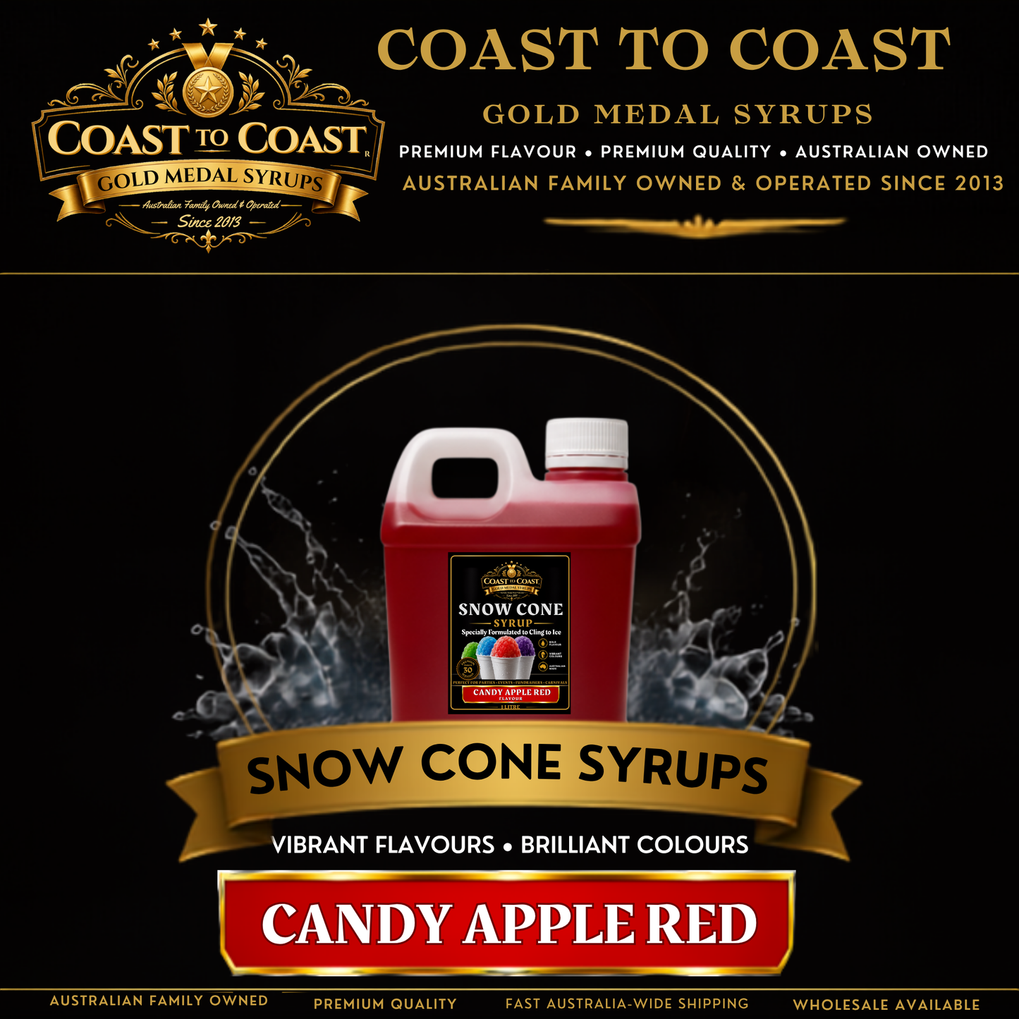 Candy Apple Red Snow Cone Syrups 1ltr - Coast to Coast Gold Medal Syrups®