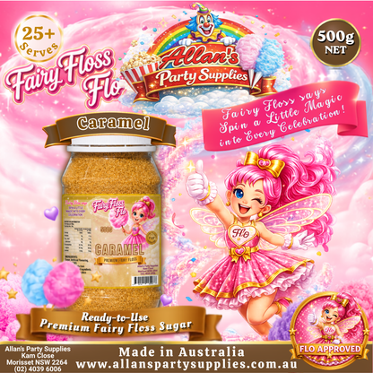 Caramel Fairy Floss Sugar – 500g Jar - Allan's Party Supplies