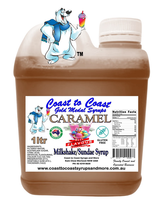#2 Caramel, Milkshake/Sundae toppings 1ltr, Coast to Coast Gold Medal Syrups®
