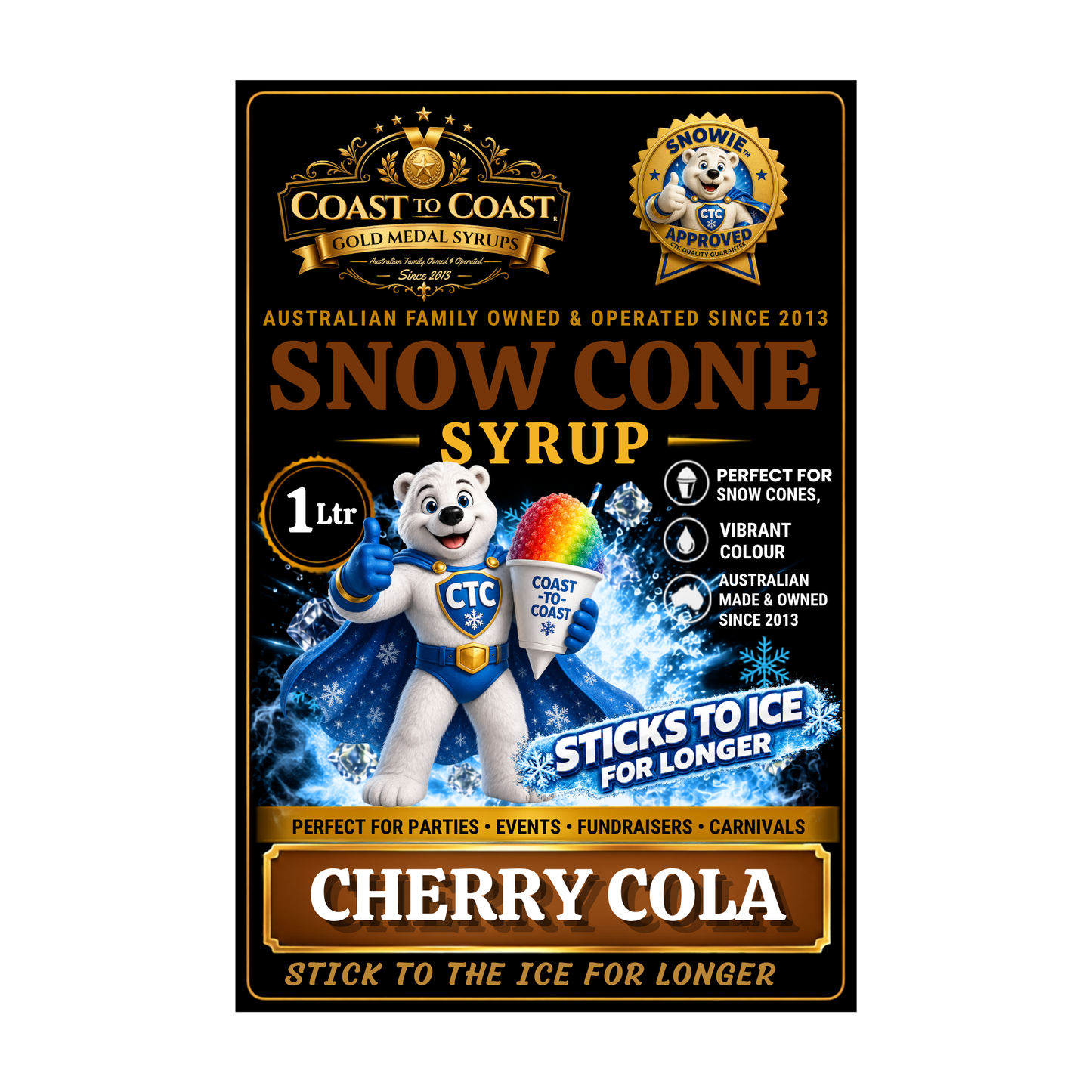 Cherry Cola Snow Cone Syrups 1ltr - Coast to Coast Gold Medal Syrups®