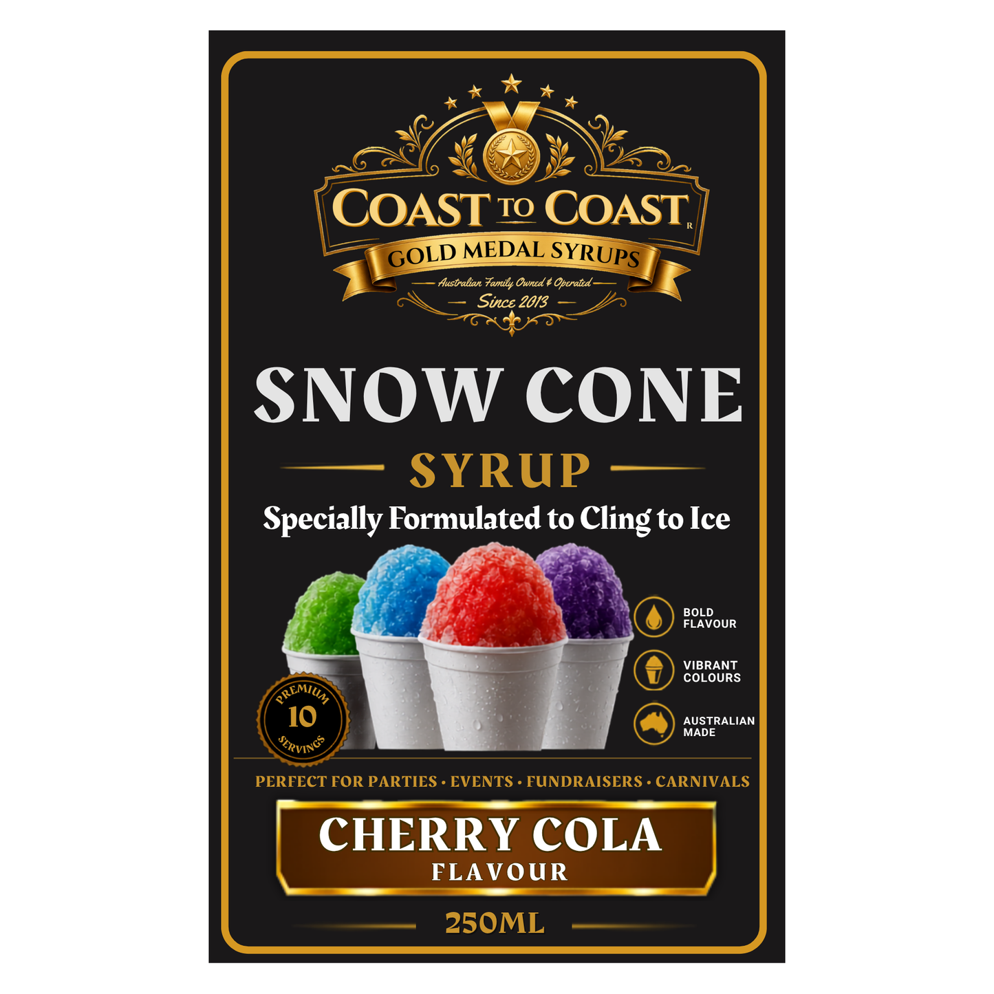 Cherry Cola Snow Cone Syrups 250ml - Coast to Coast Gold Medal Syrups®