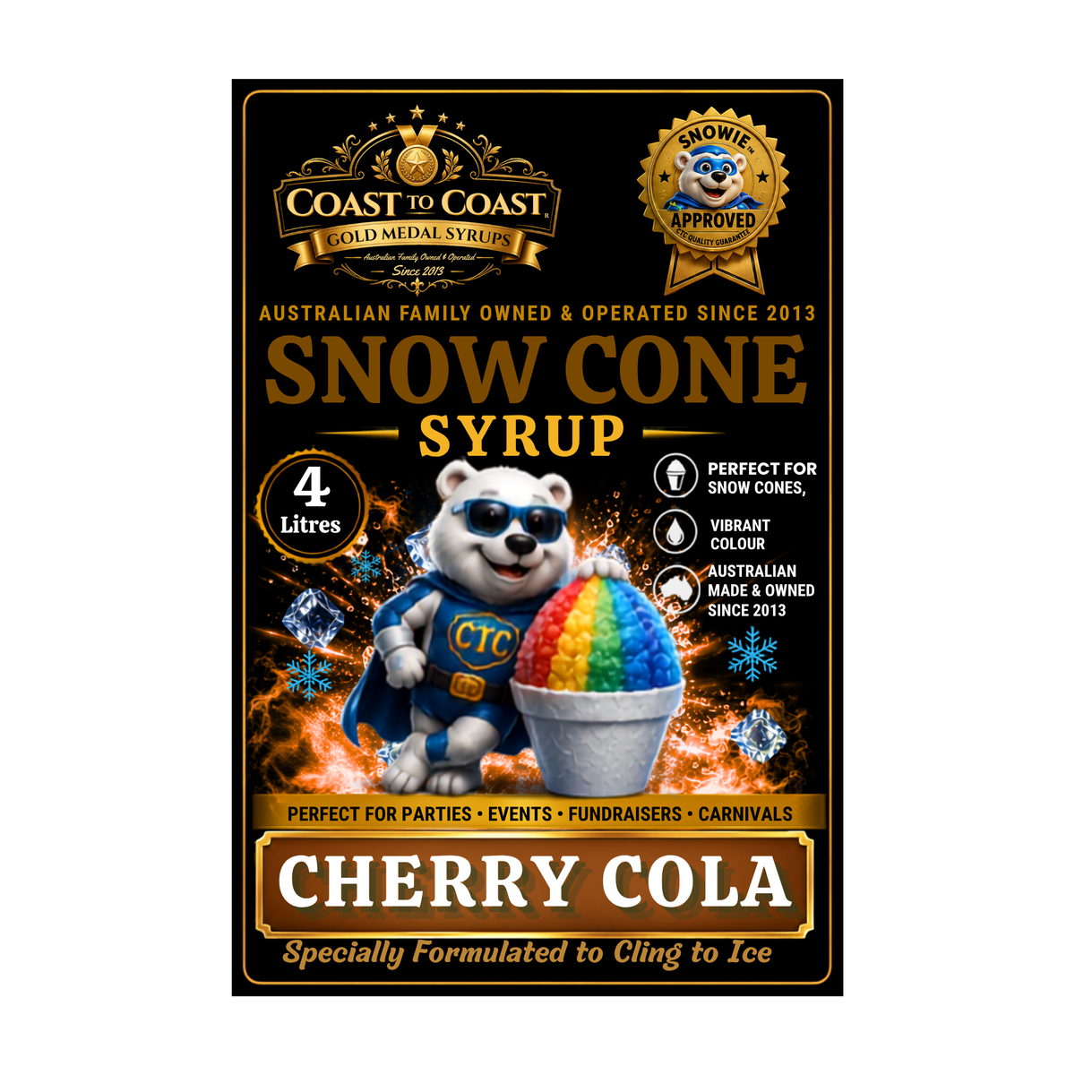 Cherry Cola Snow Cone Syrups 4ltr - Coast to Coast Gold Medal Syrups®