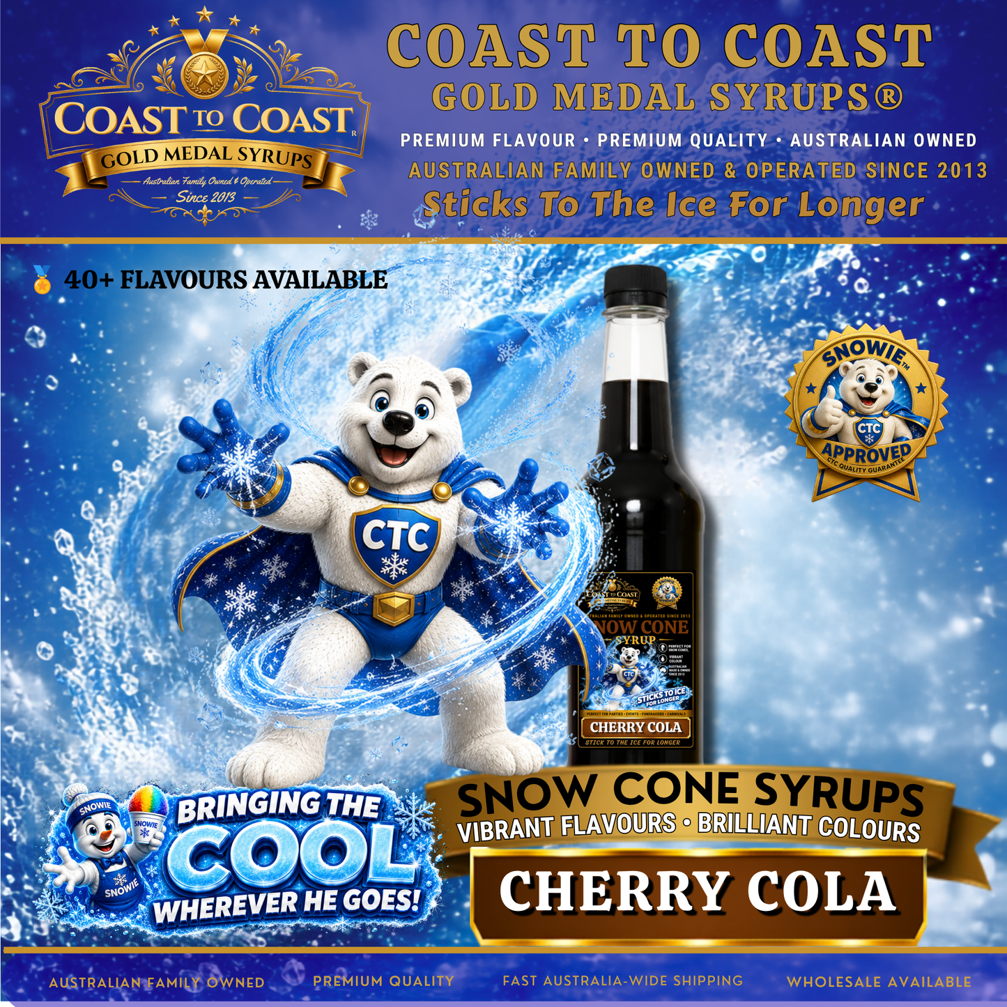 Cherry Cola Snow Cone Syrups 750ml - Coast to Coast Gold Medal Syrups®