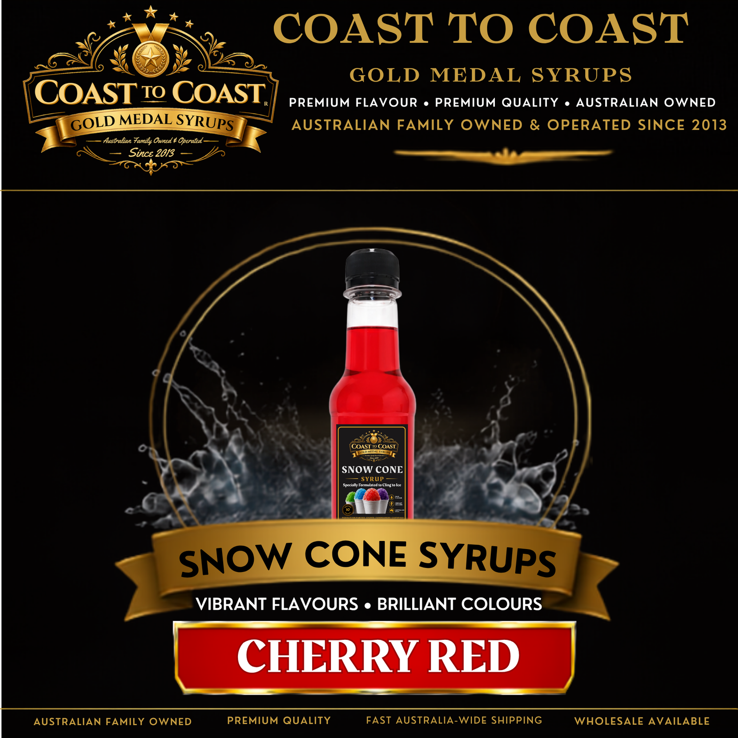 Cherry Red Snow Cone Syrups 250ml - Coast to Coast Gold Medal Syrups®