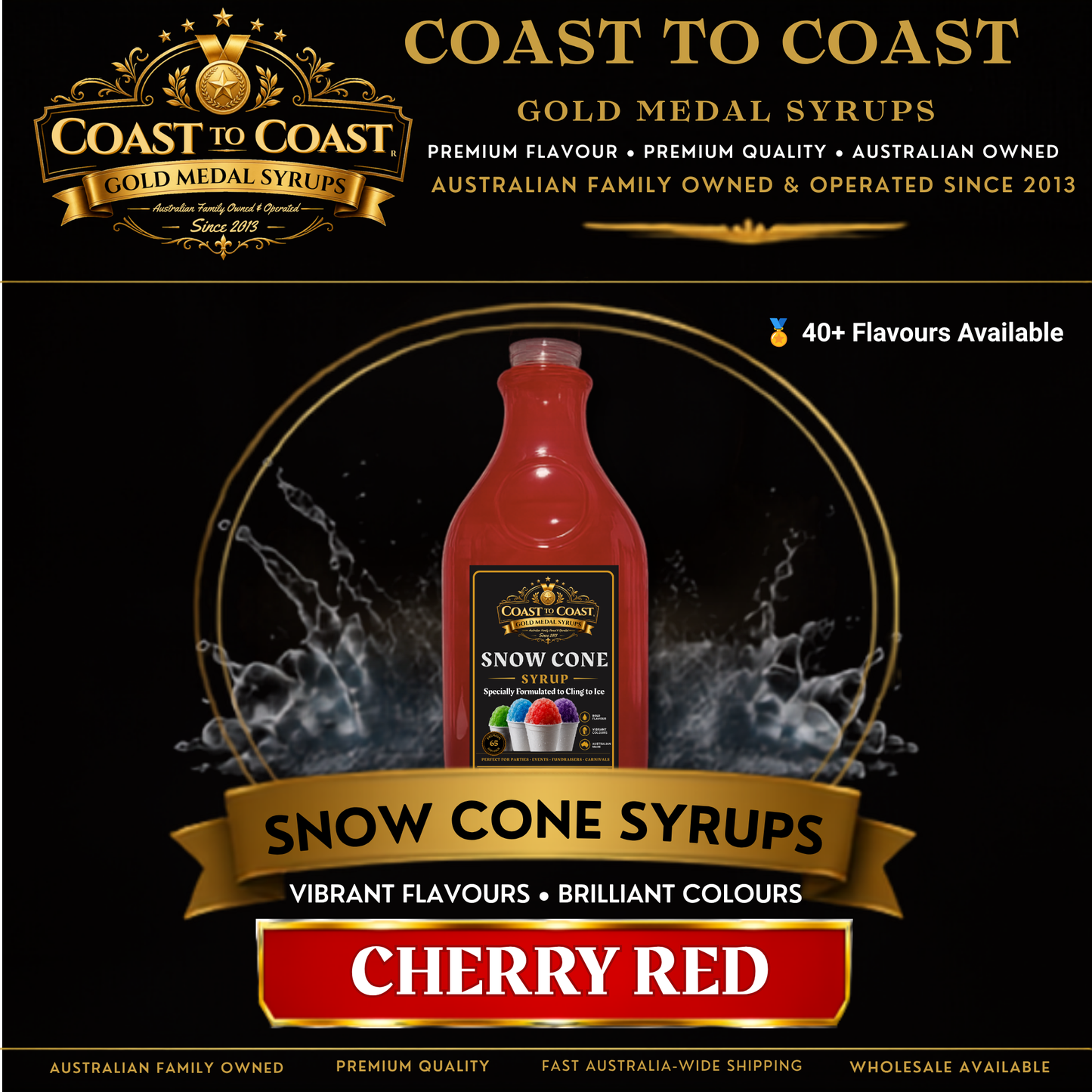 Cherry Red Snow Cone Syrups 2ltr - Coast to Coast Gold Medal Syrups®