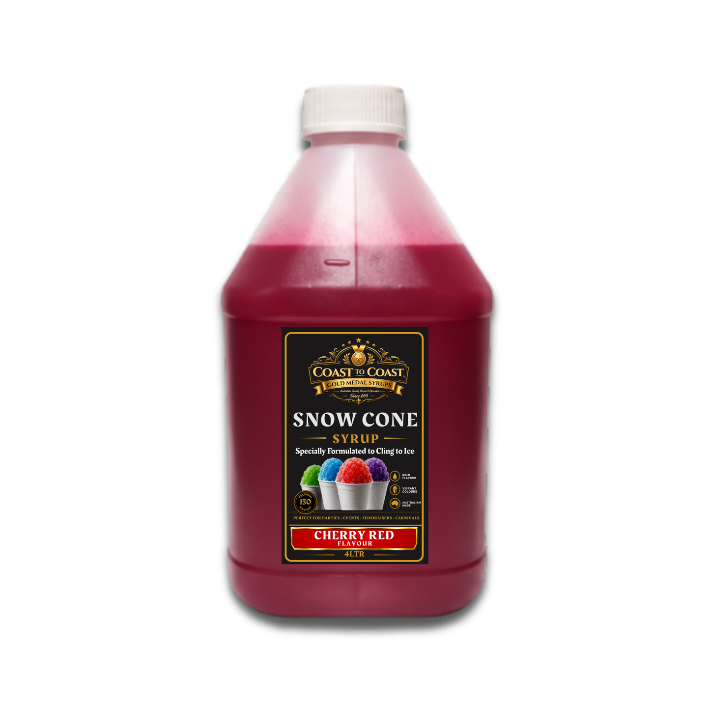 Cherry Red Snow Cone Syrups 4ltr - Coast to Coast Gold Medal Syrups®