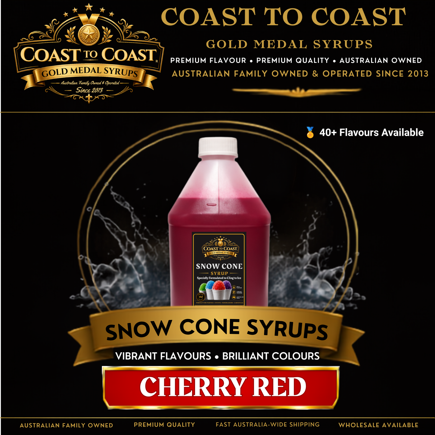 Cherry Red Snow Cone Syrups 4ltr - Coast to Coast Gold Medal Syrups®