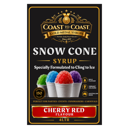Cherry Red Snow Cone Syrups 4ltr - Coast to Coast Gold Medal Syrups®