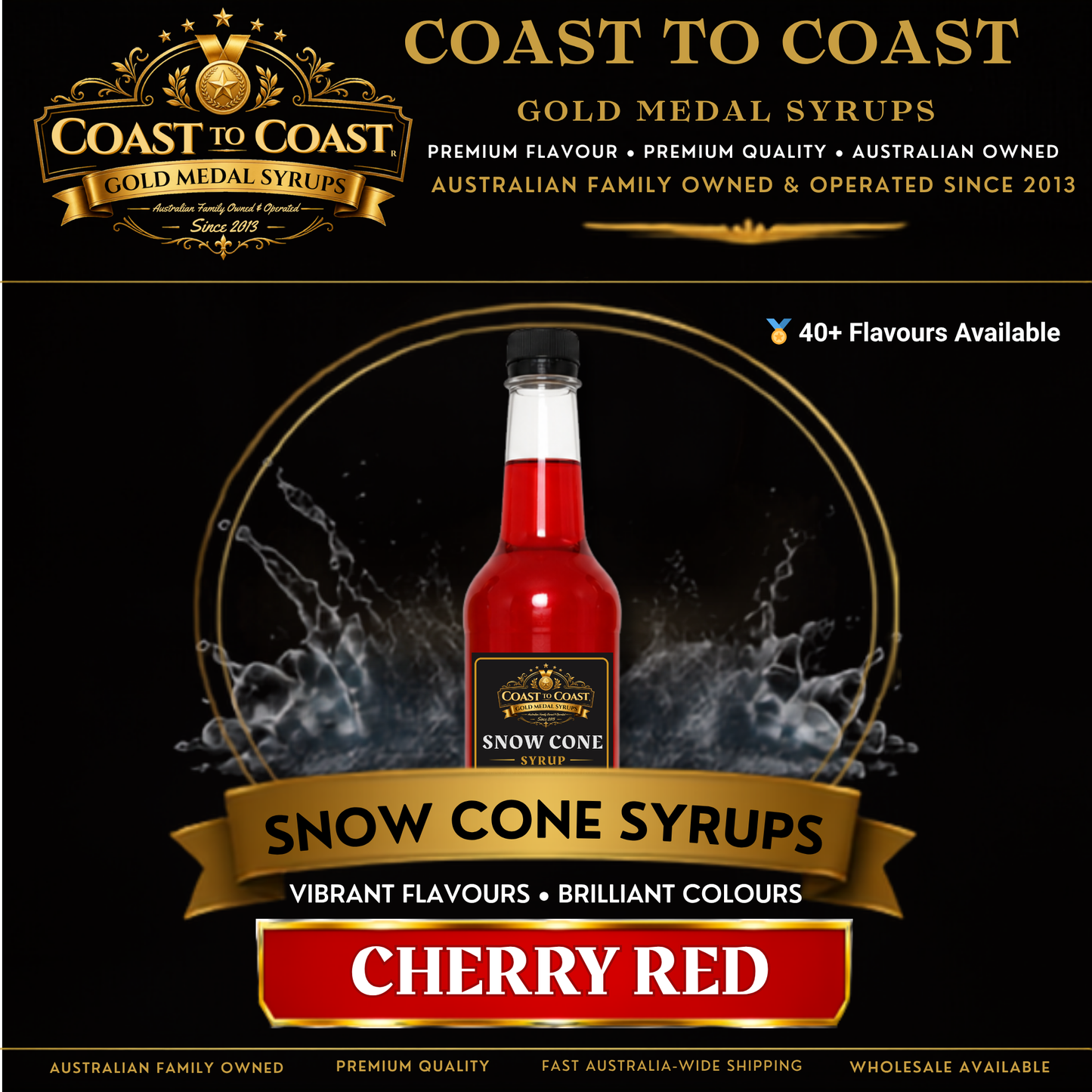 Cherry Red Snow Cone Syrups 750ml - Coast to Coast Gold Medal Syrups®
