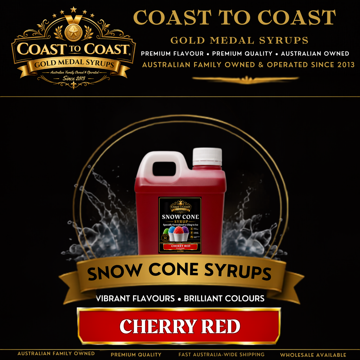 Cherry Red Snow Cone Syrups 1ltr - Coast to Coast Gold Medal Syrups®
