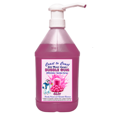#4 Pink Bubble Gum, Milkshake/Sundae Toppings 4ltr with pump, Coast to Coast Gold Medal Syrups®