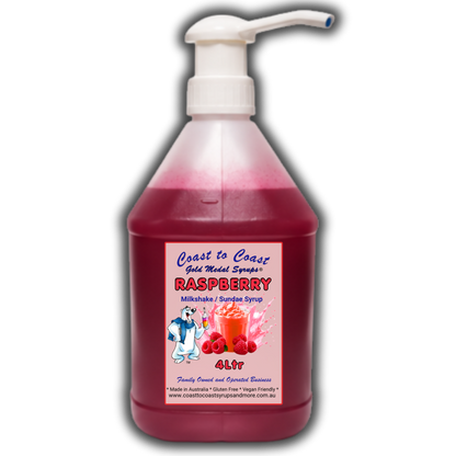 #4 Raspberry, Milkshake/Sundae Toppings 4ltr with pump,  Coast to Coast Gold Medal Syrups®