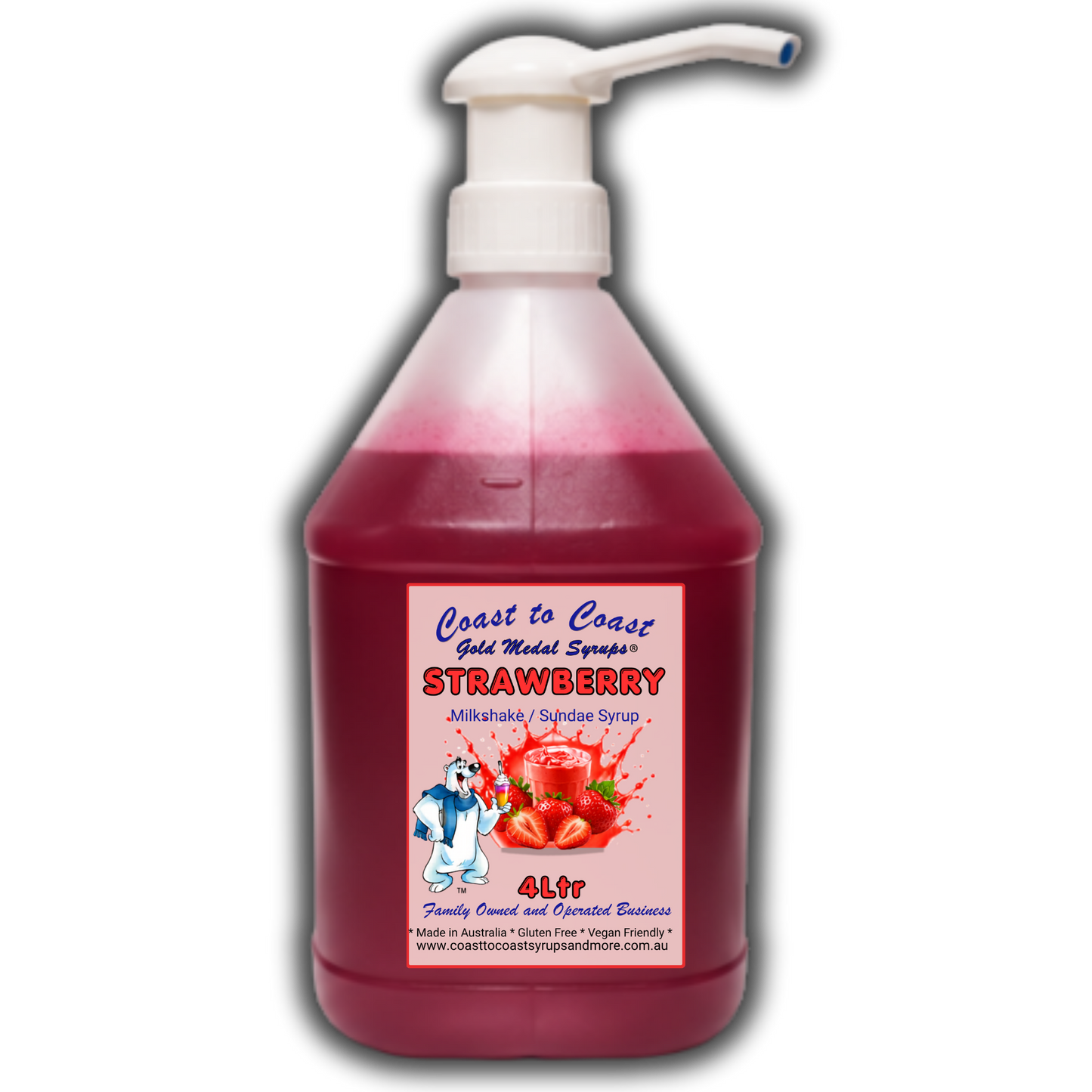 #4 Strawberry, Milkshake/Sundae Toppings 4ltr with pump, Coast to Coast Gold Medal Syrups®