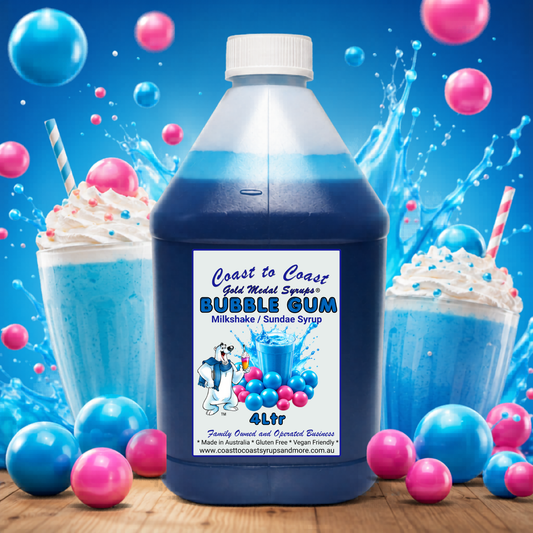 #4 Blue Bubble Gum, Milkshake/Sundae Toppings 4ltr,  Coast to Coast Gold Medal Syrups®