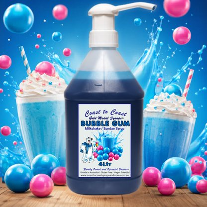 #4 Blue Bubble Gum, Milkshake/Sundae Toppings 4ltr with pump,  Coast to Coast Gold Medal Syrups®