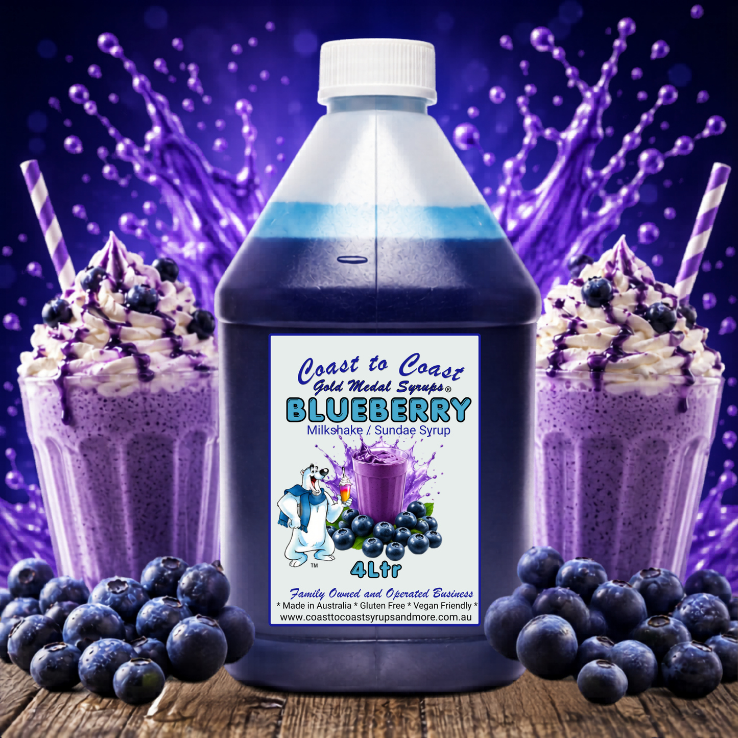 #4 Blueberry, Milkshake/Sundae Toppings 4ltr, Coast to Coast Gold Medal Syrups®