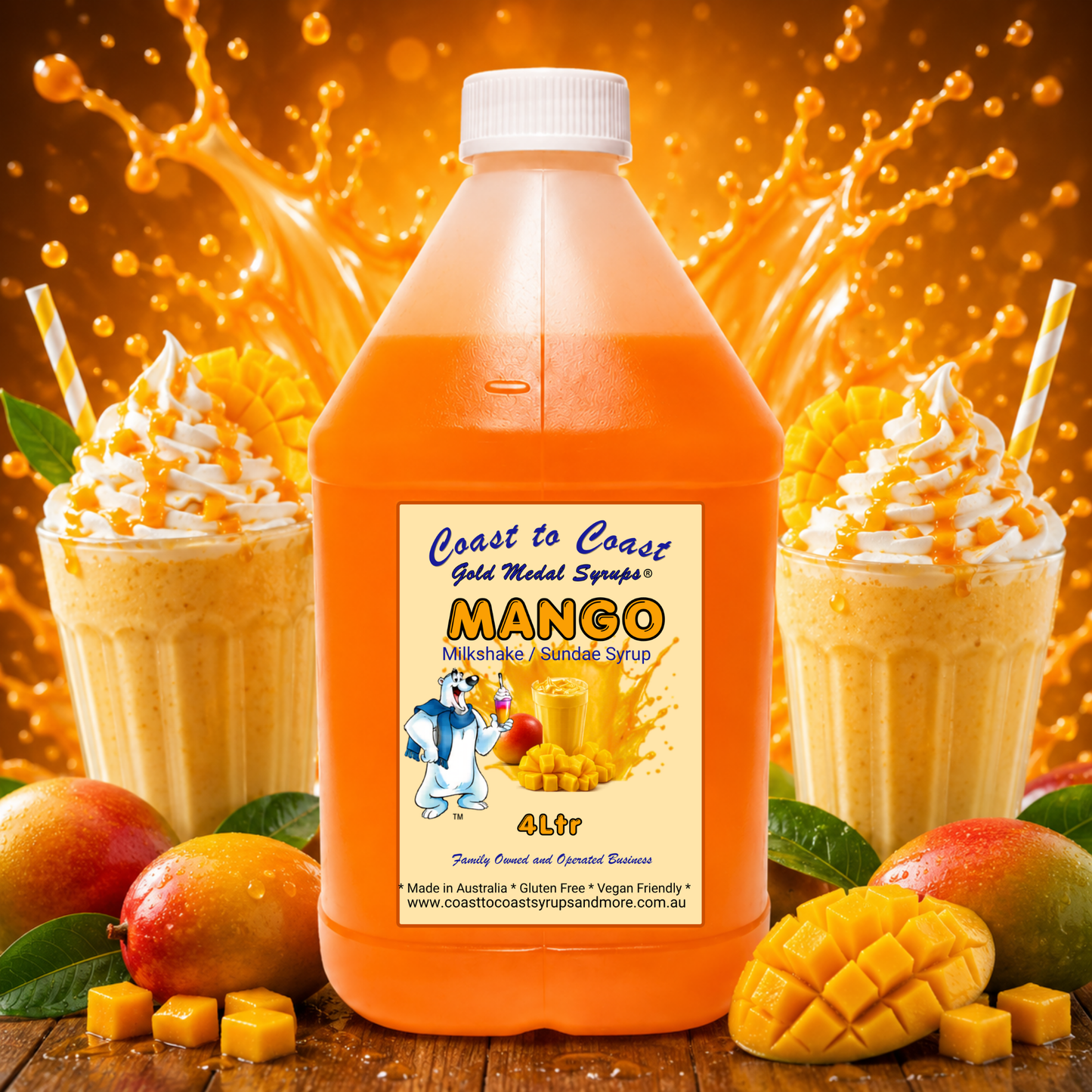 #4 Mango, Milkshake/Sundae Toppings 4ltr, Coast to Coast Gold Medal Syrups®