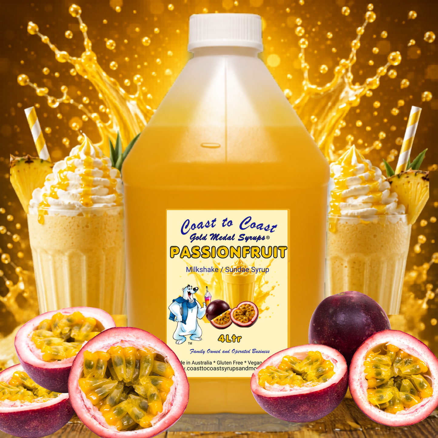 #4 Passionfruit, Milkshake/Sundae Toppings 4ltr, Coast to Coast Gold Medal Syrups®