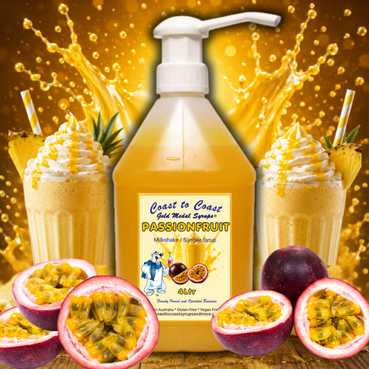 #4 Passionfruit, Milkshake/Sundae Toppings 4ltr with pump, Coast to Coast Gold Medal Syrups®