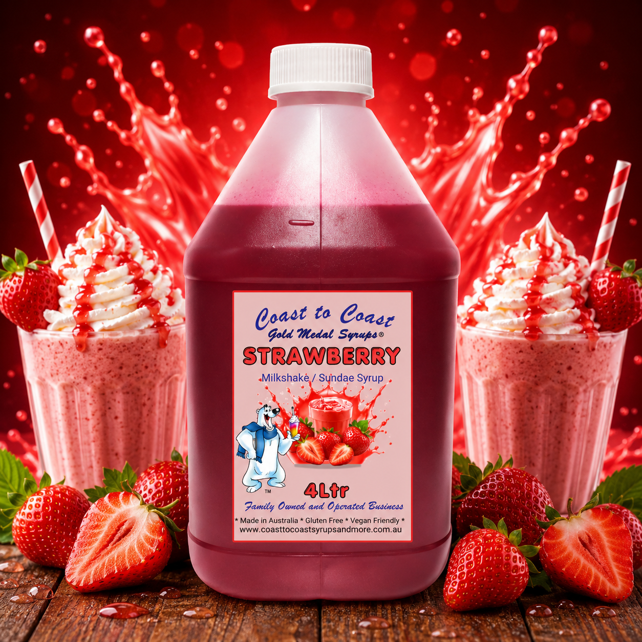 #4 Strawberry, Milkshake/Sundae Toppings 4ltr, Coast to Coast Gold Medal Syrups®
